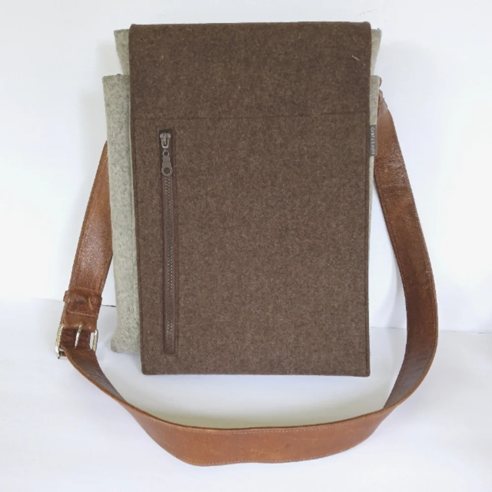 Graf Lantz Merino Wool Felt Messenger Bag - Grey & Brown